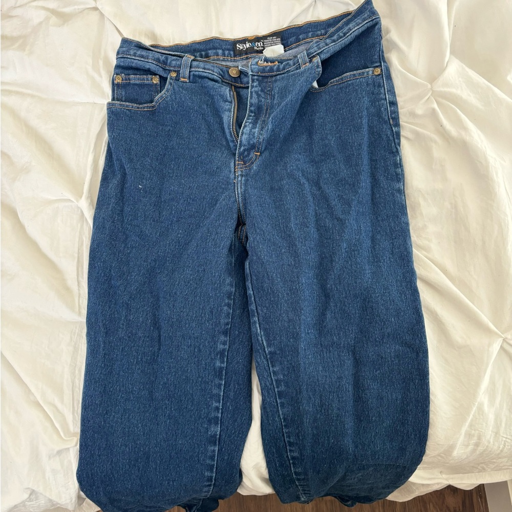 Dark blue jeans